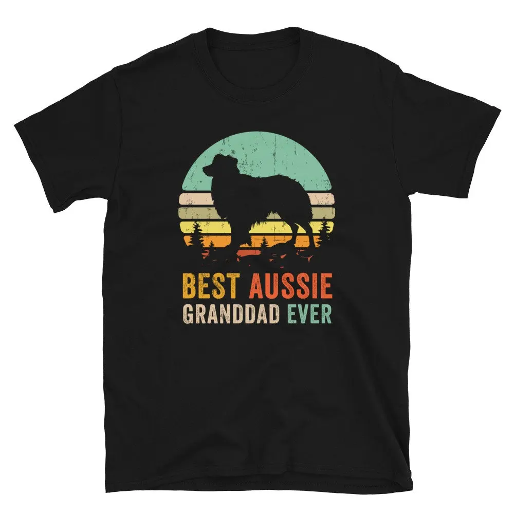 Australian Shepherd Granddad T Shirt Retro Style Aussie Dog Shepard Grandpa Grandfather Pet Owner