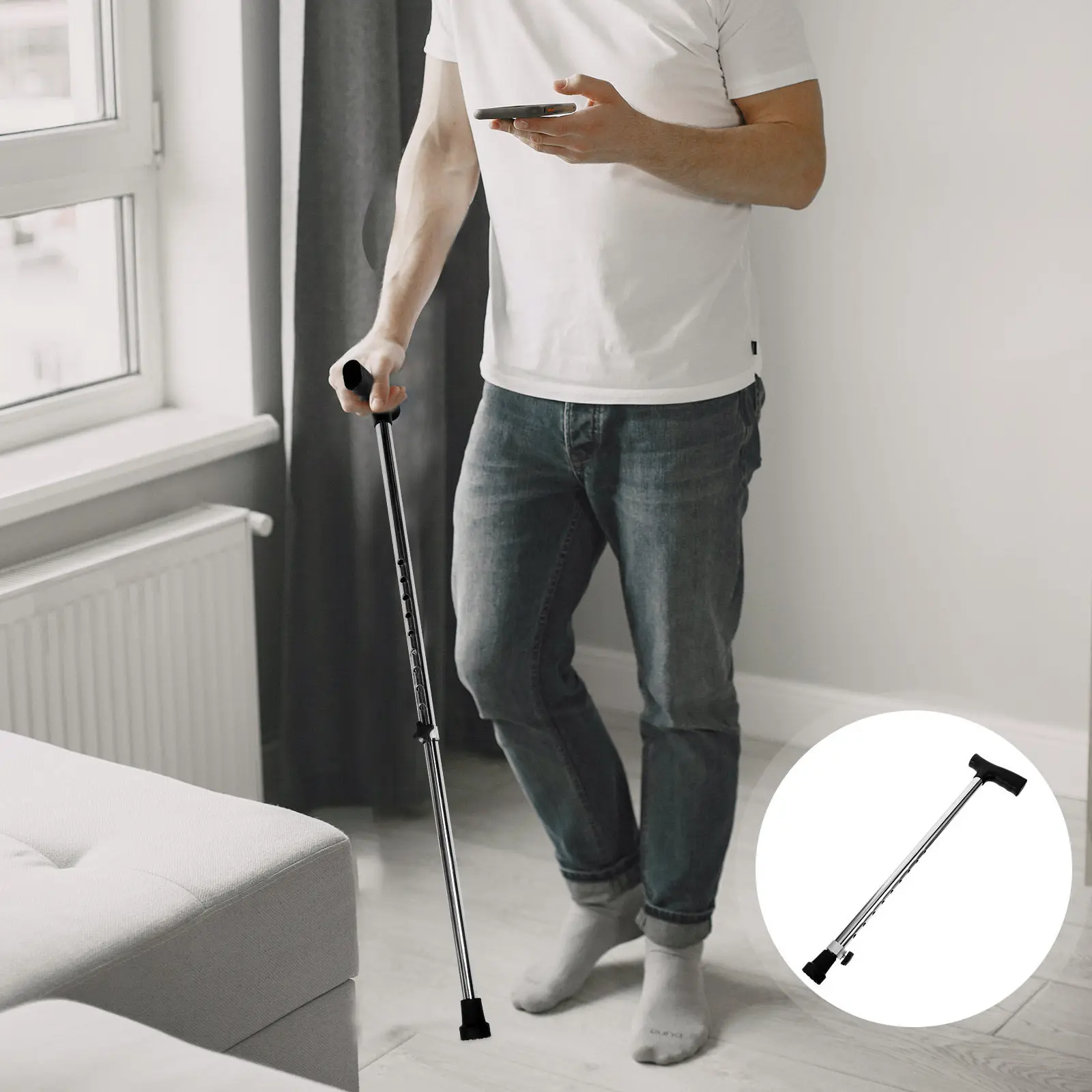 Stainless Steel Detachable Trekking Pole – Lightweight, Anti-Slip, Portable Hiking Cane for Elderly and Seniors