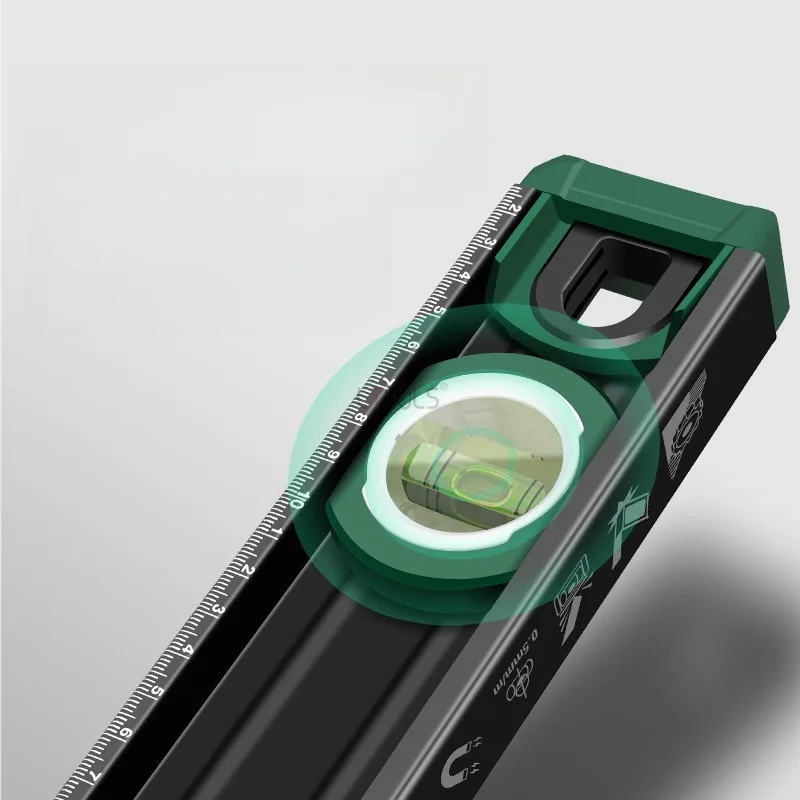 

Твердый литой алюминиевый уровень, три пузырьковых баланса, измерение, высокоточный уровень, сильный магнитный резиновый инструмент с защитой от падения