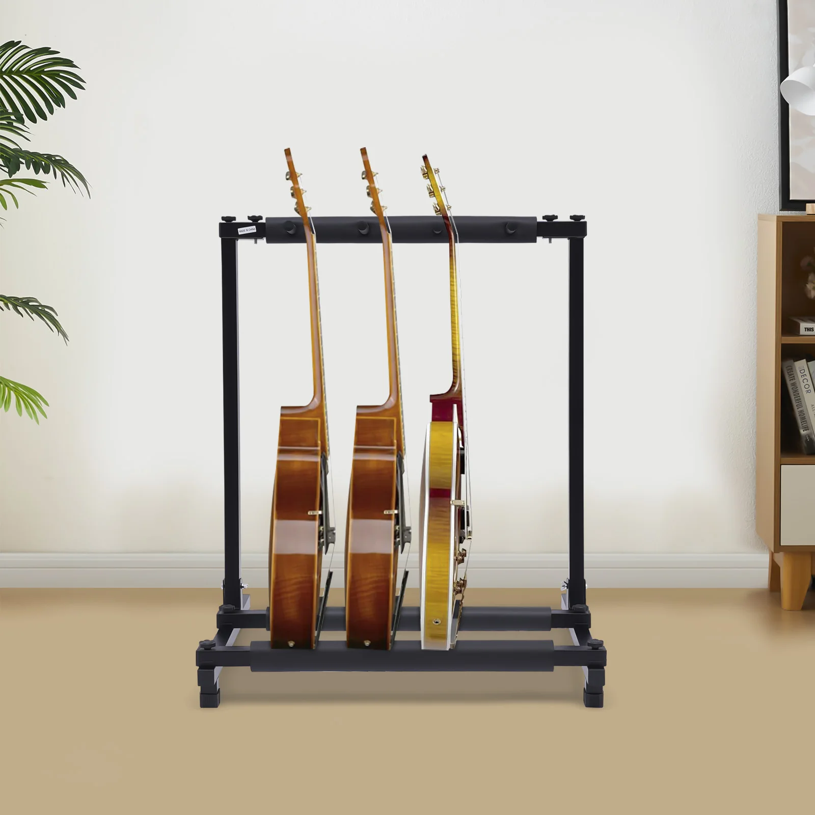 LOYALHEARTDY Guitar Stand with 3 Holders Multifunctional Guitar Holder Universal Multiple Stand Metal Guitar Display Stand Rack