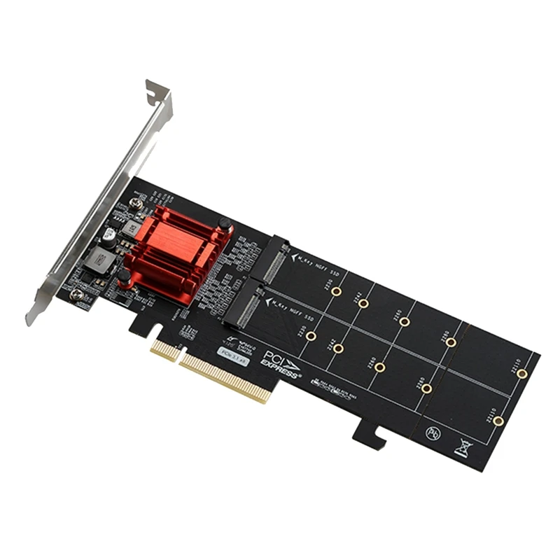 PCIE3.1 X8 To Dual M.2 Hard Disk Expansion Card ASM1812 Chip Supports NVME Protocol Full Speed Adapter Card