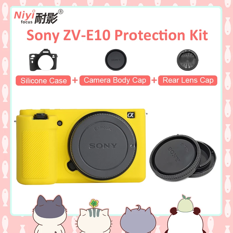 Soft Silicone Case Cover Camera Bag for Sony ZVE10 Camera Accessories With Camera Body Cap Lens Rear Cap Protect kit Sony ZV-E10