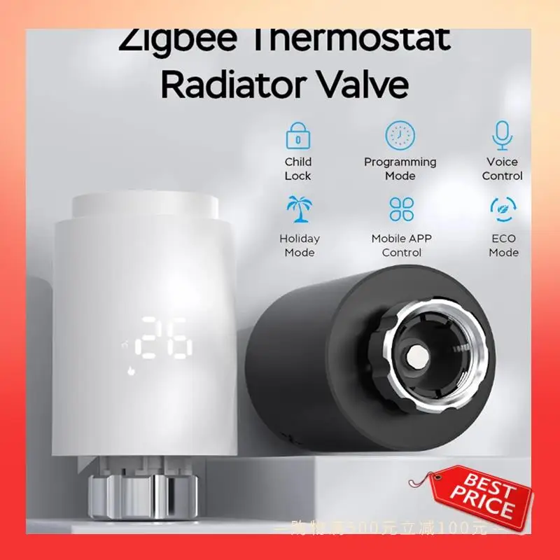 

ABNR Tuya Smart Zigbee Привод радиатора TRV Программируемый термостатический клапан радиатора Приложение Дистанционное прочное Простое в использовании Черный
