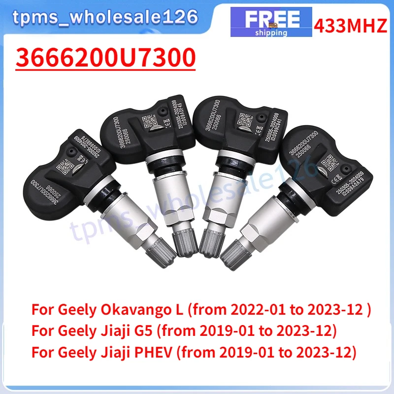 

3666200U7300 TPMS 4 шт. для 2022-2023 Geely Okavango L Jiaji PHEV датчик системы контроля давления в шинах 433 МГц 6606737042