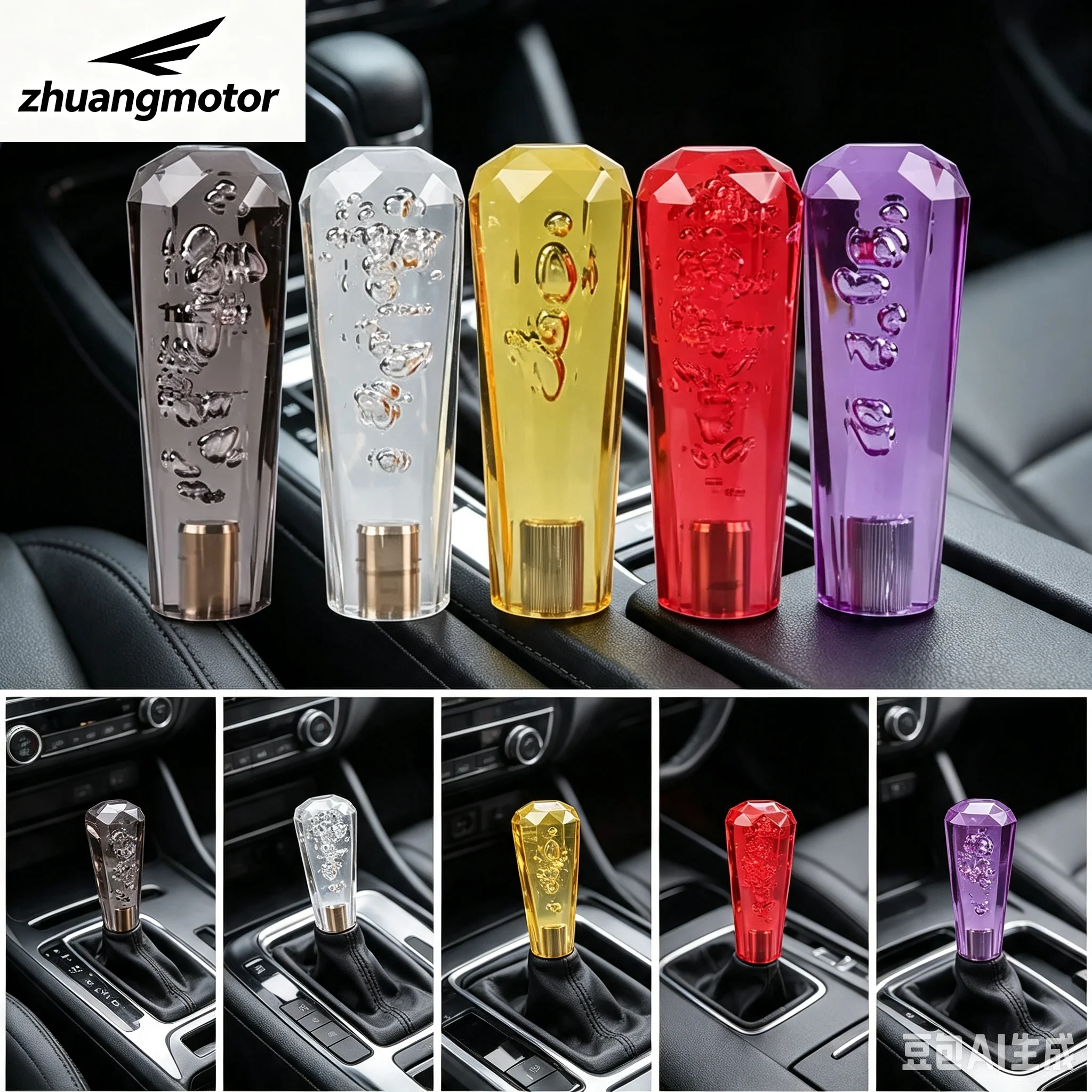 Universal New 15cm Car Multicolor Gear Shift Knob Crystal Bubble Gear Shift Knob Colorful Shifter Lever Fit For Honda Toyota