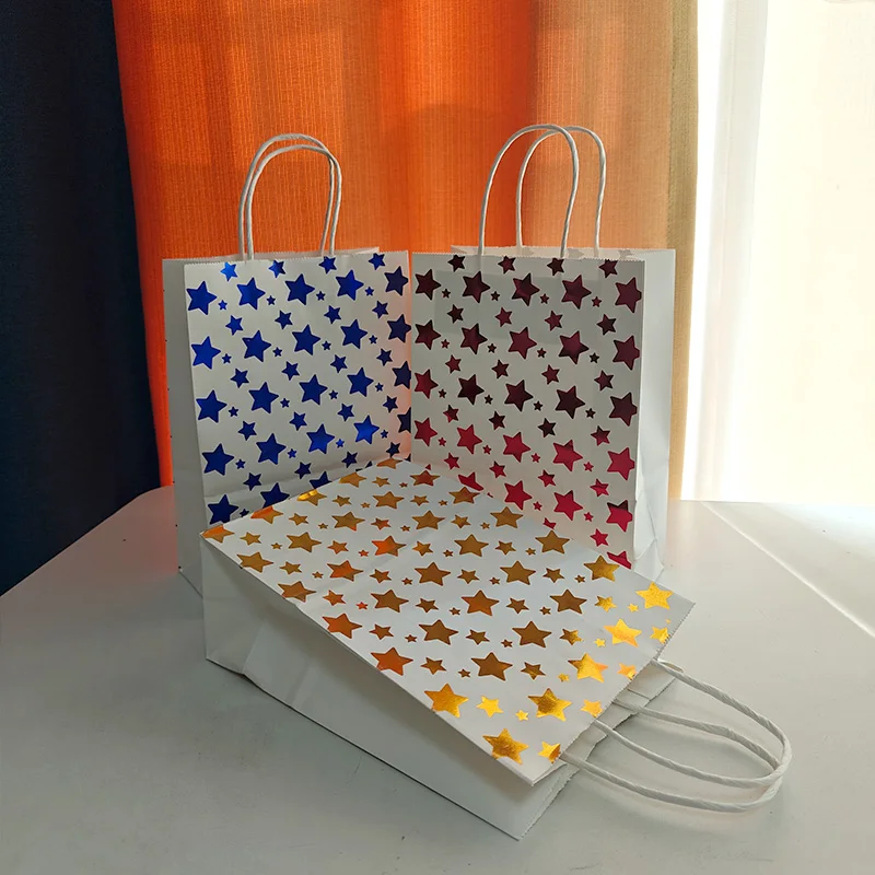 12/24/36PCS Bunte Stern Papiertüten Mehrfarbige Geschenkverpackung Weihnachtsfeiern Geburtstag Hochzeit Geschenkverpackung Handtaschen – Detail 3