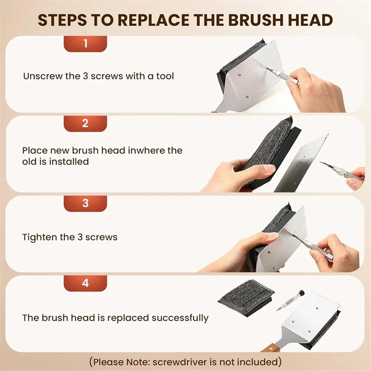 M10K Bristle Free Grill Brush Safe BBQ Cleaner with Stainless Steel Scraper Includes Replacement Brush Head for Outdoor Grill