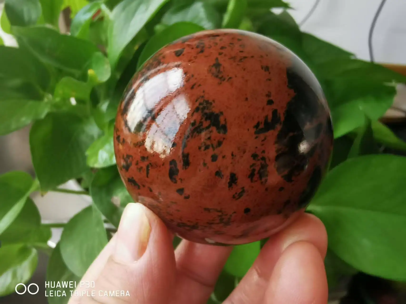 Obsidian Ball Mahogany Red Black Stone Crystal Healing Stress 2.4