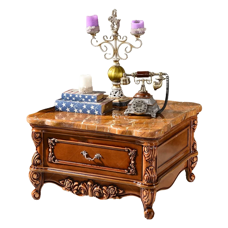 

European square table American luxury living room Kung Fu solid wood coffee table small apartment antique corner table