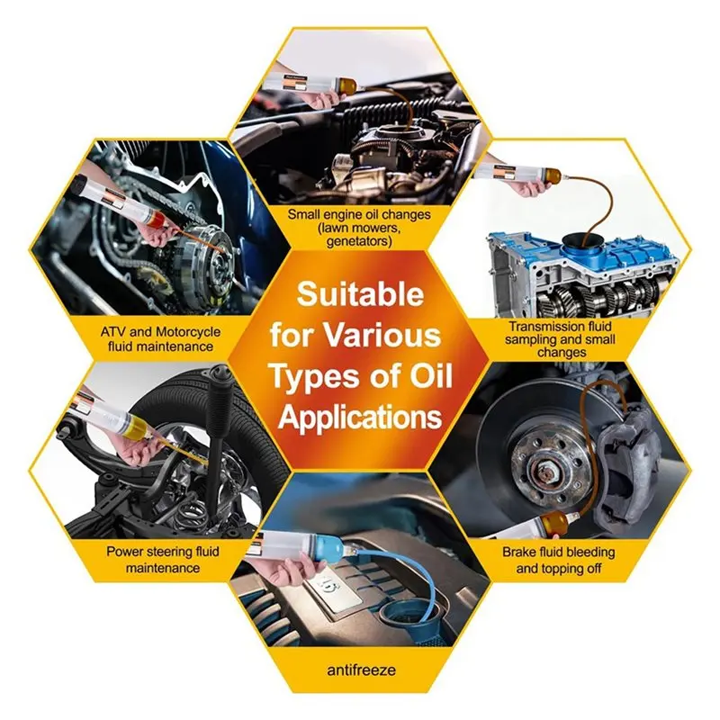 AA73 For Oil Change Tool- Portable 500CC Automotive Fluid Extractor With 39" Hose& Extension Tubes, For Oil Pump Extensiontubes