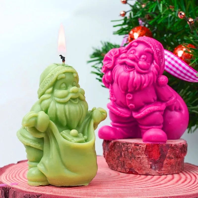 

3D Santa Claus Candle Silicone Mold DIY Christmas Ornaments Resin Plaster Casting Mould Handmade Craft Gifts Making Home Decor