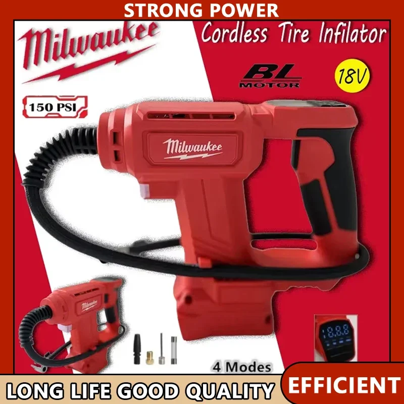 

Электрический воздушный насос Milwaukee 150PSI с цифровым манометром для аккумуляторных электроинструментов 18 В, беспроводной насос для накачивания шин, воздушный компрессор