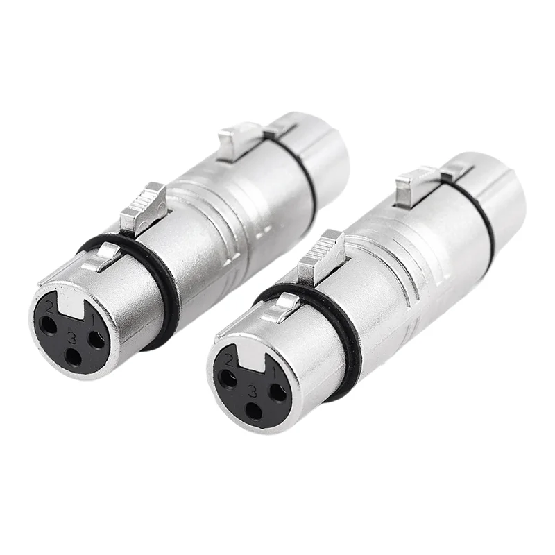 2PCS XLR Female To Female XLR 3 Pin Female To 3 Pin Female Adapter, Gender Changer,Mic Barrel Extension Converter-A54Q