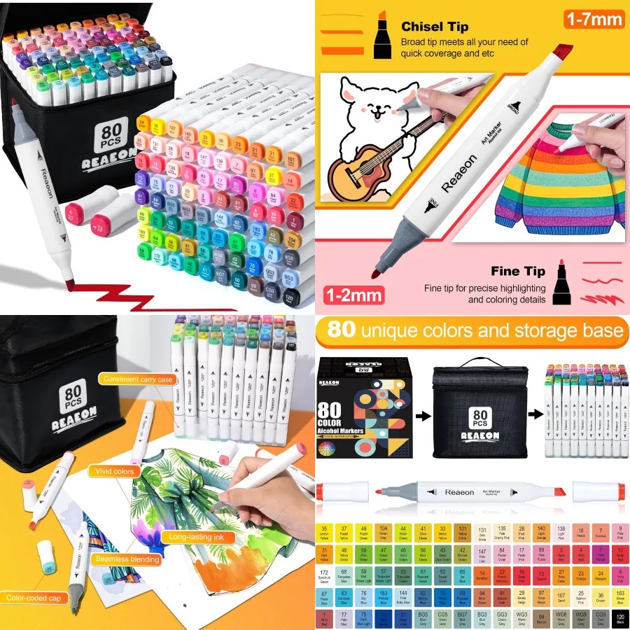 

Alcohol Art Markers 80 Colors Fine Chisel Dual Tip Marker Set Permanent Art Markers for Adults Sketching Painting Drawing and C