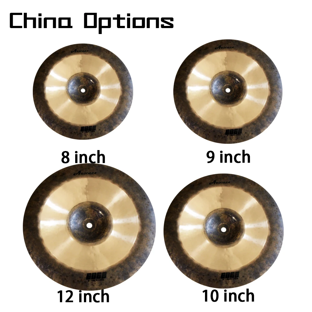 Arborea China Cymbal-Edge Series 8/9/10/12 Inch Handmade Traspy Effect Sound Bronze Drumkits Percussion Musical Instrument