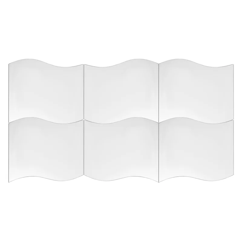 6Pcs Mirror Wall Wall Style Square Sticker With Pattern Of Silver Waves Nursery Decoration