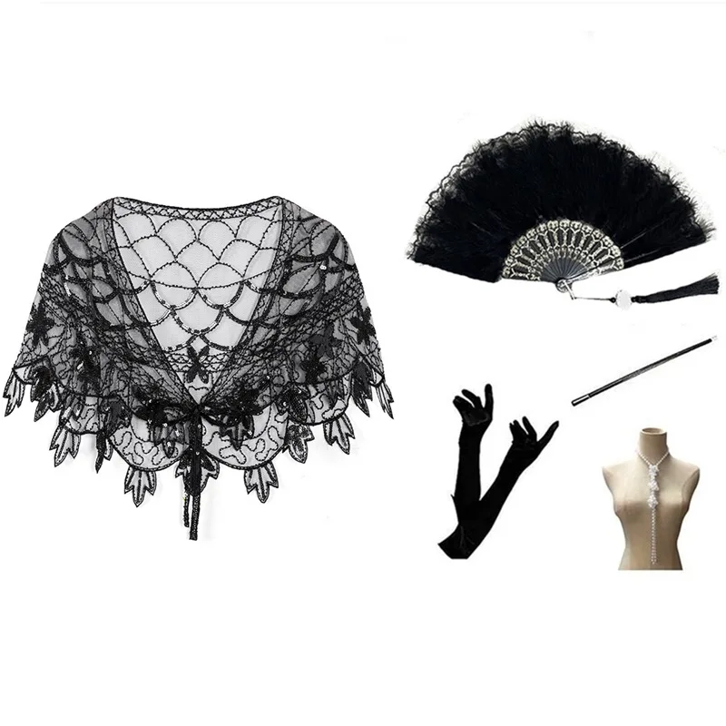 

New 920s Sle Sequin ort oulder Wrap Evening Gown Par Vintage Faion Small Cannon oulder Decorative awl