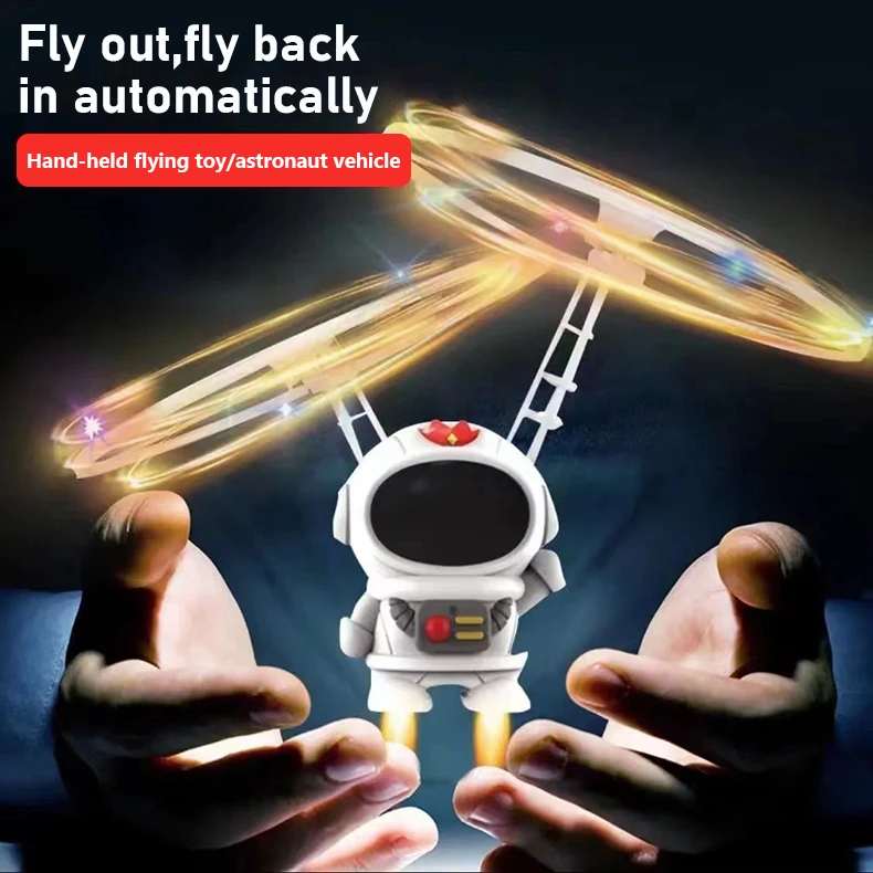 Flying Robot Astronaut Novelty Kids Toys Aircraft High-Tech Hand-Controlled Drone Interactive Dual Wing with Lights Outdoor Gift