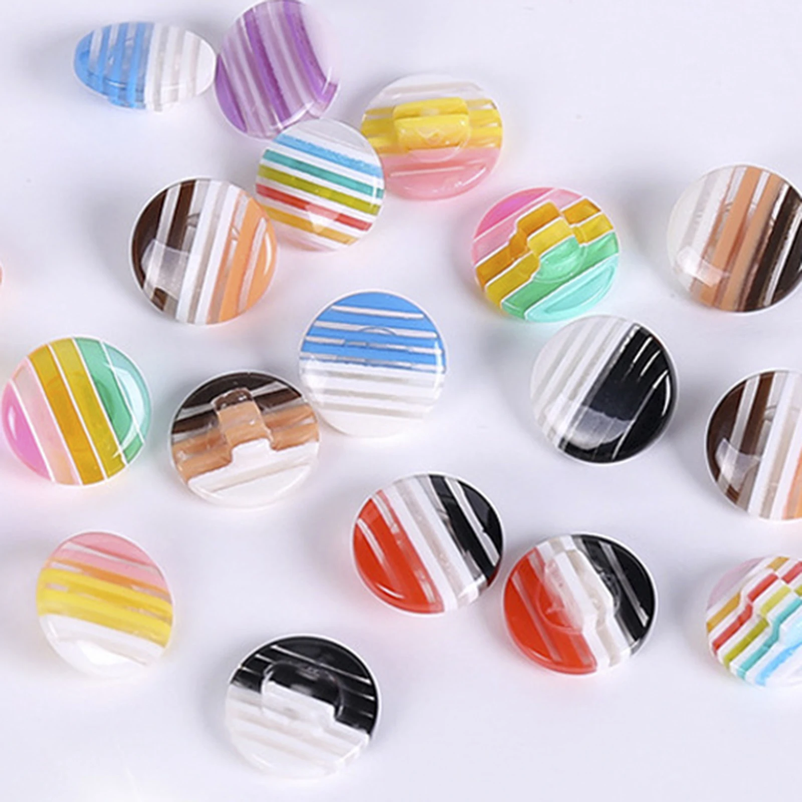 14MM Multicolor Resin Sewing Shank Buttons Round Rainbow Pattern Buttons Scrapbook DIY Women Clothing Sewing Accessories,50PCs