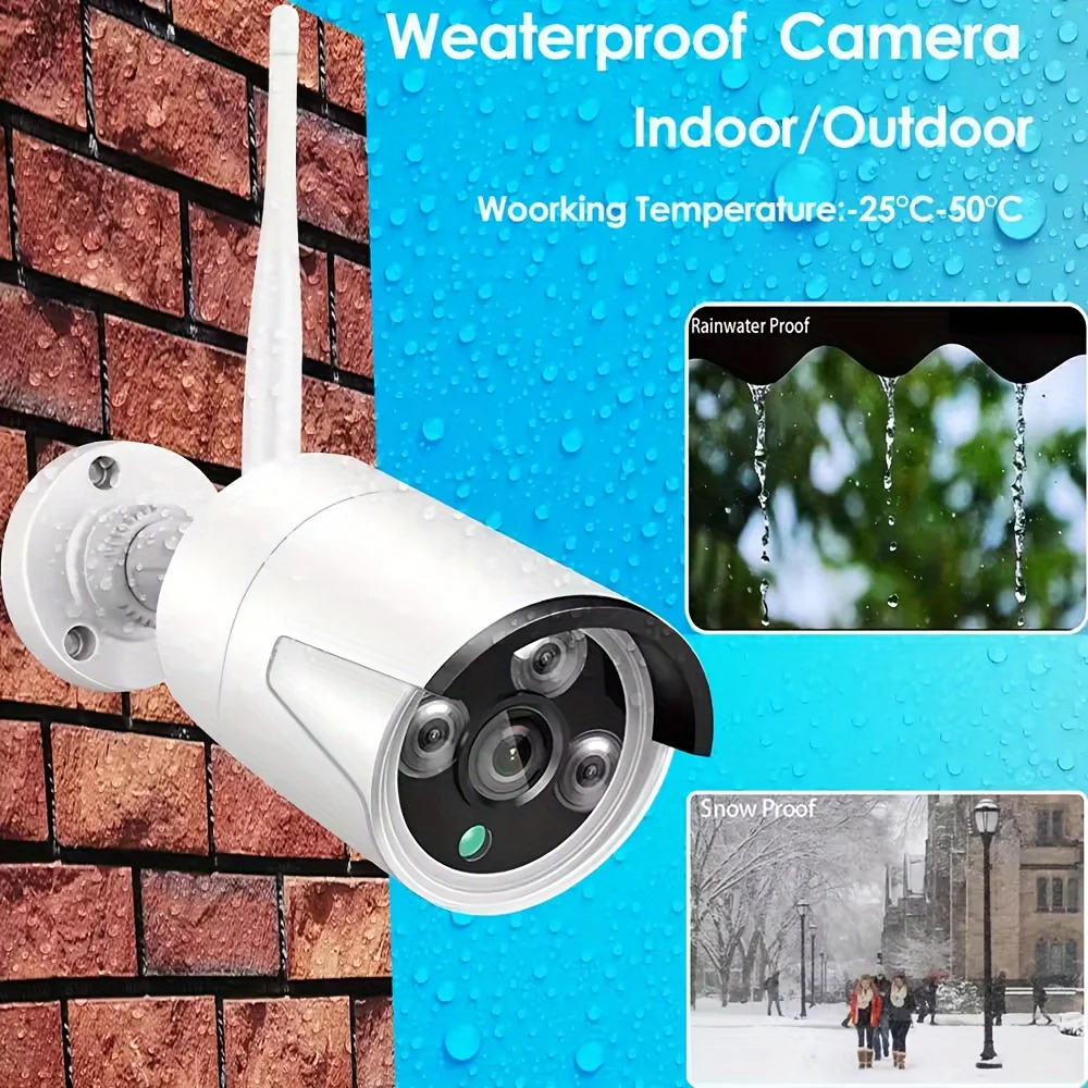 Wektel 3MP 5MP Wireless wifi Security Camera System 4ch Wifi NVR + 4Pcs Outdoor Audio Video Surveillance Cameras Set