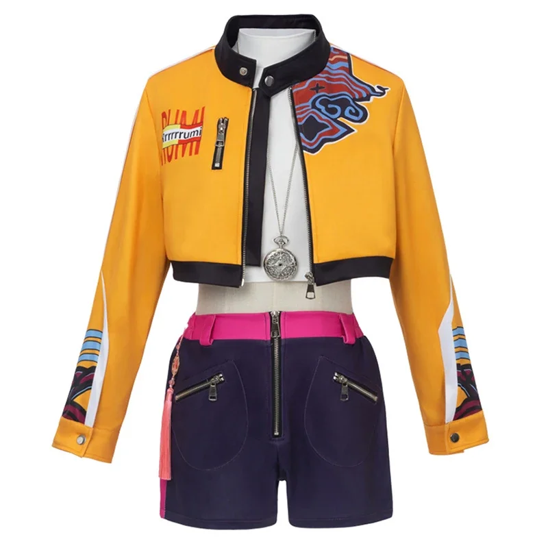 

Хэллоуин KPop Руми Косплей Костюм Куртка Пальто Топы Шорты Ожерелье Комплект Руми Парик Женщины Хэллоуин Карнавал Вечеринка Роль