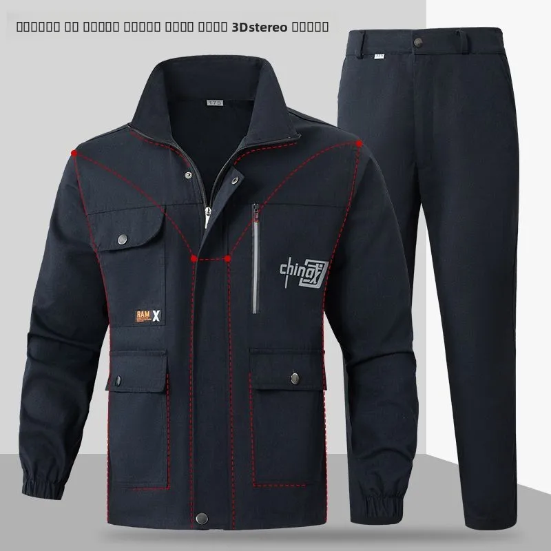 Thiened Pure Cotton Work orm Set for Men And Women Spring Autumn Wear Resistant Welding Anti-Heat Labor Protection Work...