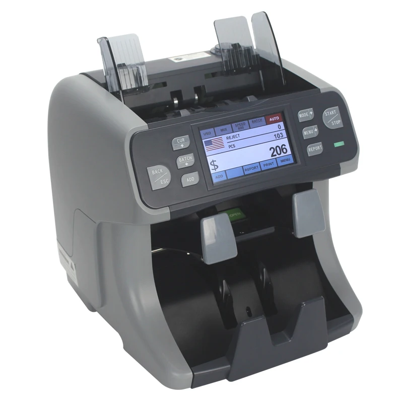 Hot Sales Touch Panel Screen Mixed Total Value Amount Counter Fake Notes Discriminator Bill Notes Counter Latest Money Counter
