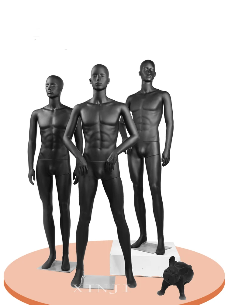 Full Body Black Mannequin Male Black Model With Different Face For Display