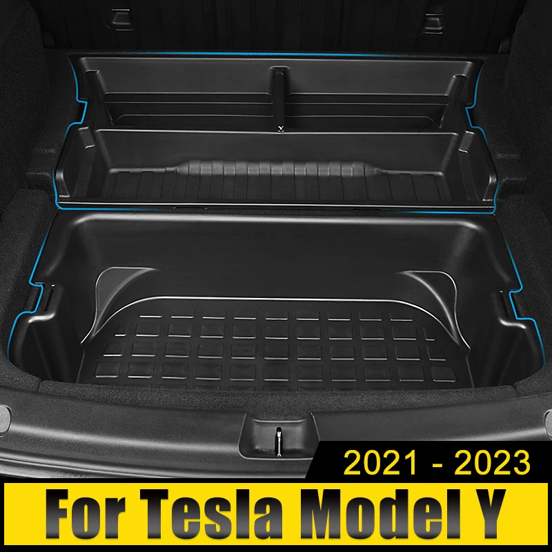 

TPE Car Trunk Spare Tire Storage Box Receive Container Organizer Case Tray Accessories For Tesla Model Y 2021 2022 2023 2024