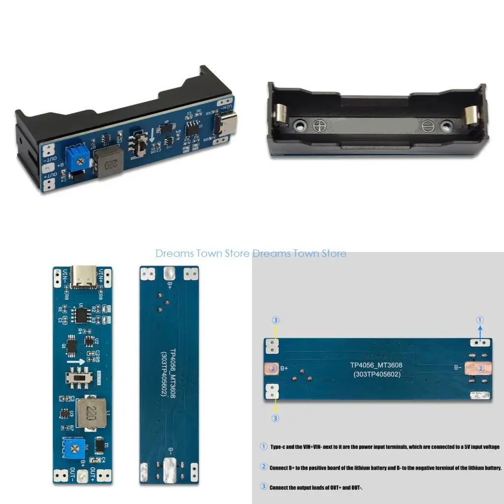 HX6A 3.7V to 9V 12V Type C 18650 Battery Step Up Module UPS Uninterruptible Power Supply Discharge Same Time