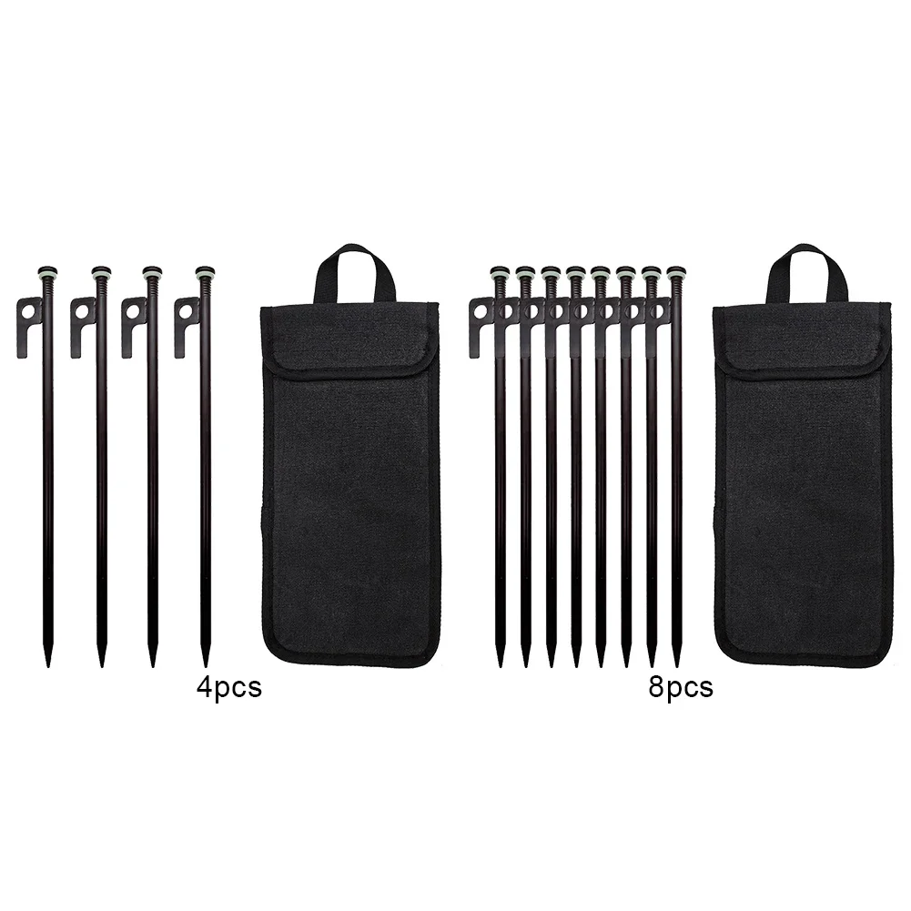 4/8Pcs Tent Stakes Forged Steel Tent Pegs Heavy Duty Ground Stakes 30cm Ground Anchors with Storage Bag for Outdoor Camping