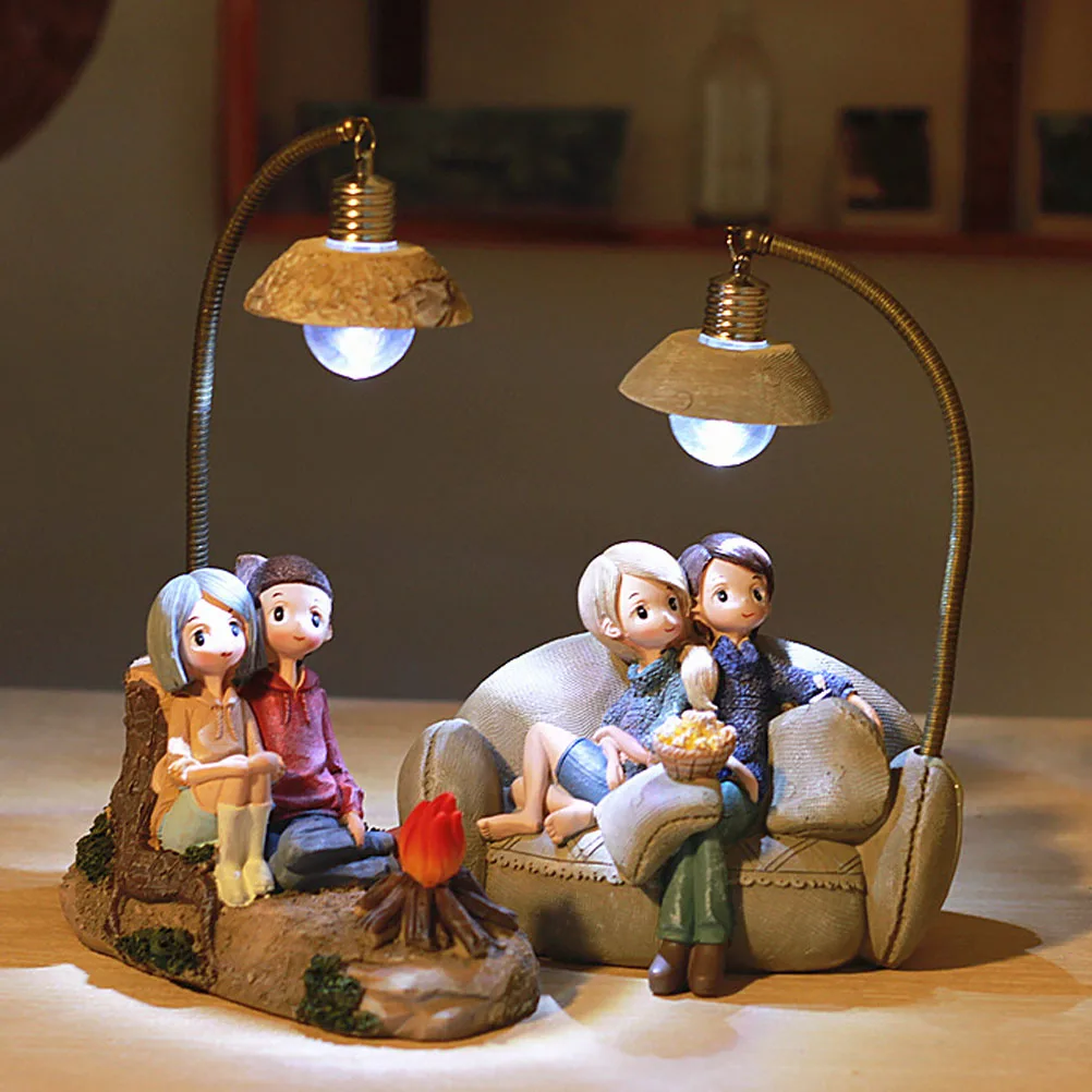 

Couple Figure Decorative Night Lamp Resin Crafts Romantic Tabletop Light Bedroom Living Room Decorative Lamp Happy Mood Gift