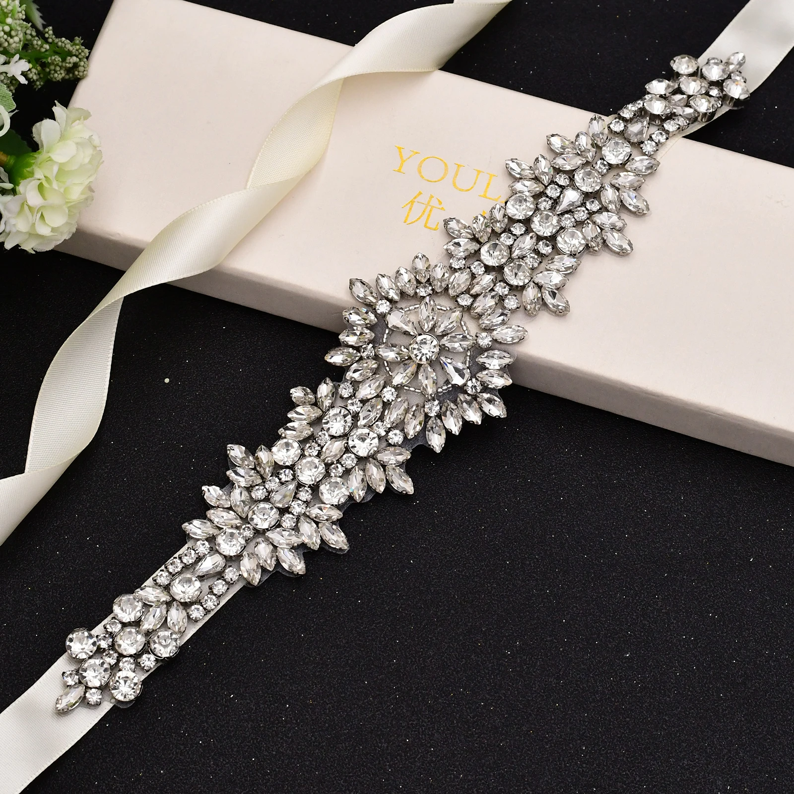 Handgemaakte Strass Parels Sjerpen Wedding Belt Crystal Bridal Riem Sliver Steentjes Bridal Sash Voor Trouwjurk Accessoires