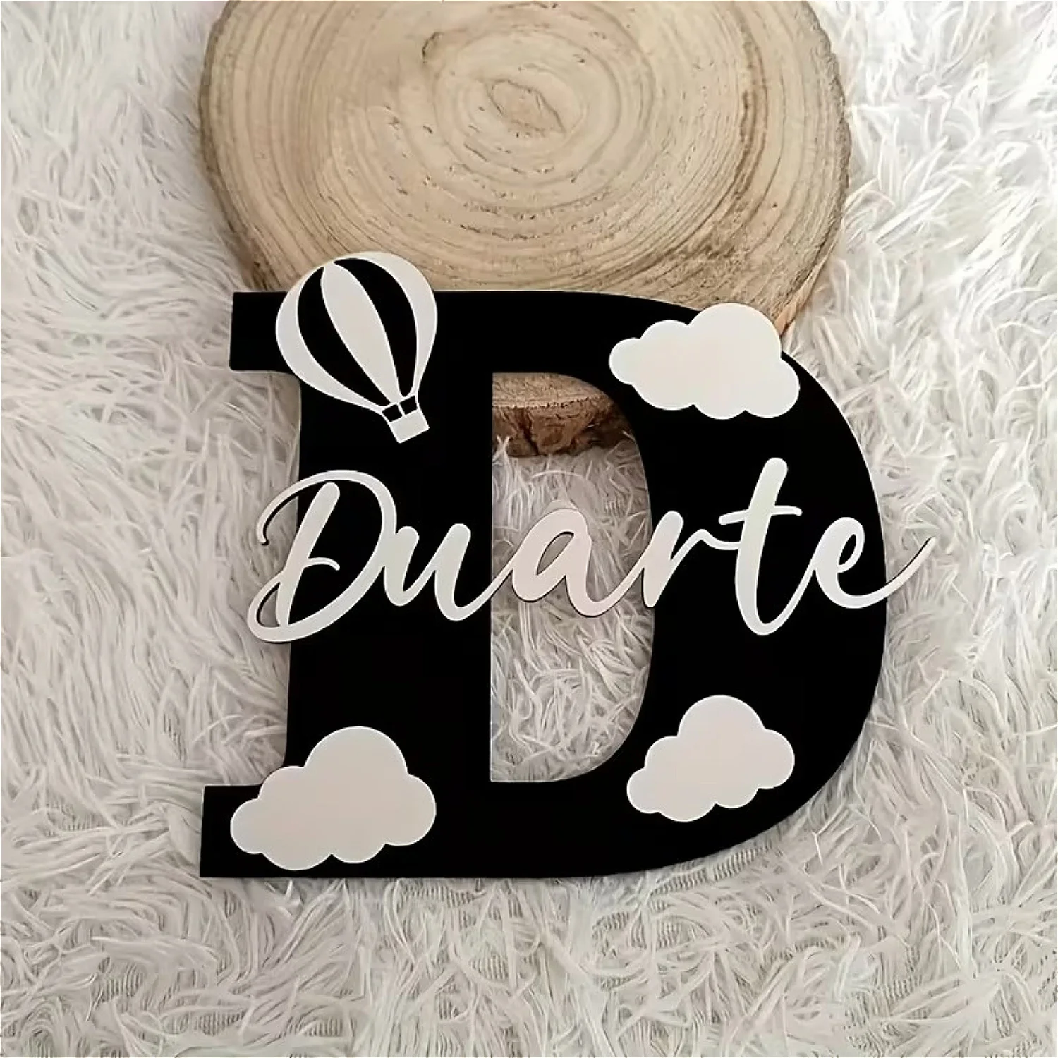 1pc wooden double-layer letter doorplate identification, customized wooden souvenirs, ideal gifts for birth, baptism, and wall d