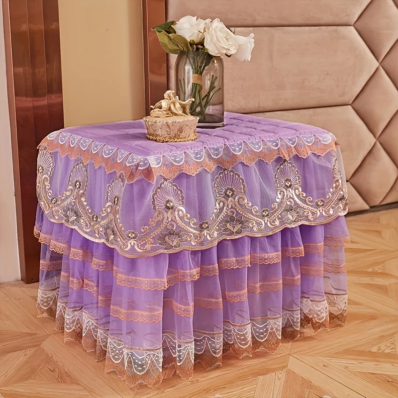 40/45/45cm lace ruffled edge cover, princess style fabric cover for bedside table, cabinet, square table & dressing table