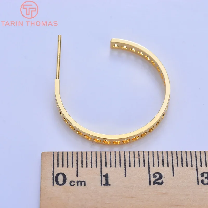 Pendientes redondos de Latón chapado en oro de 24K, 4 piezas, 25MM, 2288