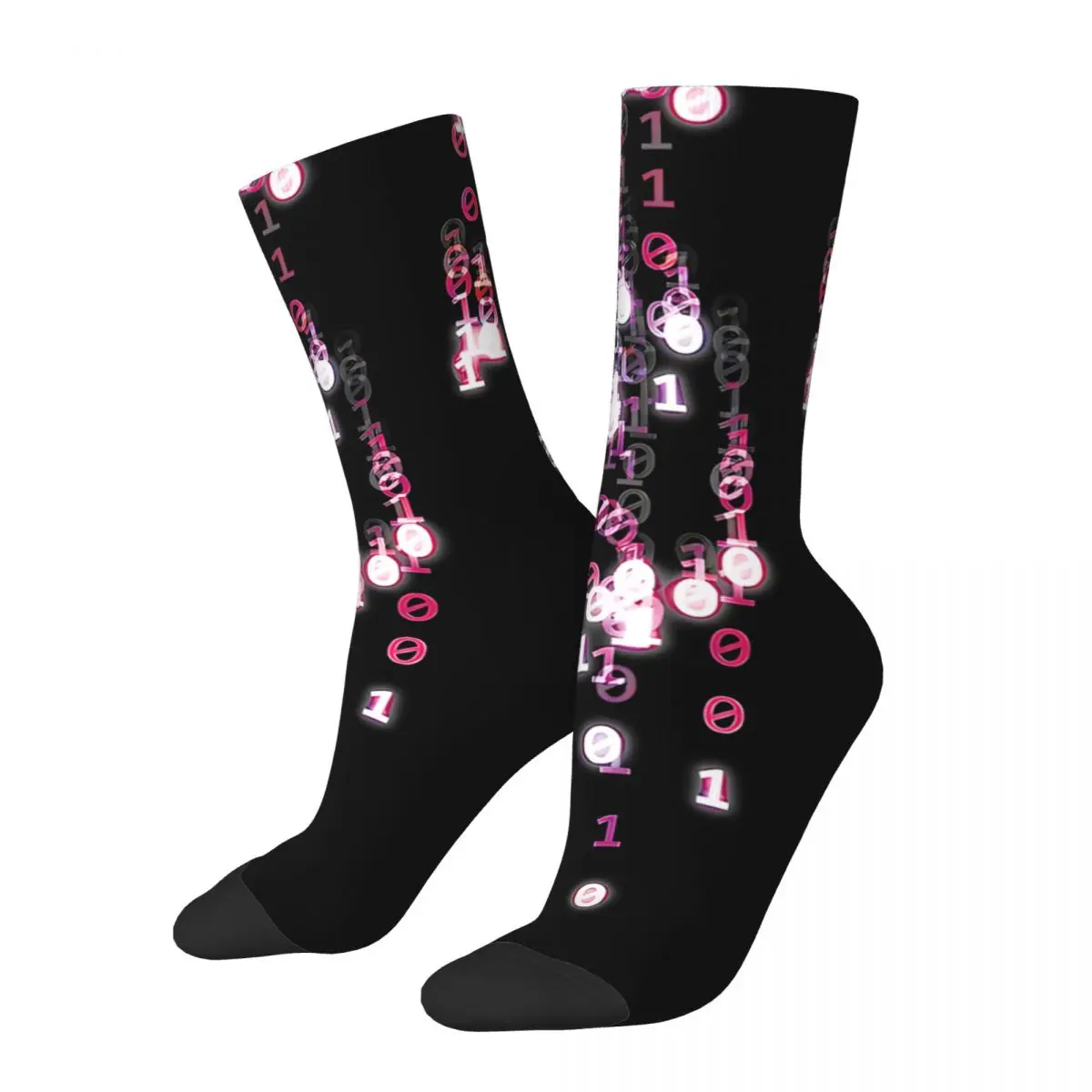 Crazy compression Violet And Magenta Matrix Rain Sock for Men Harajuku Quality Pattern Crew Sock Casual