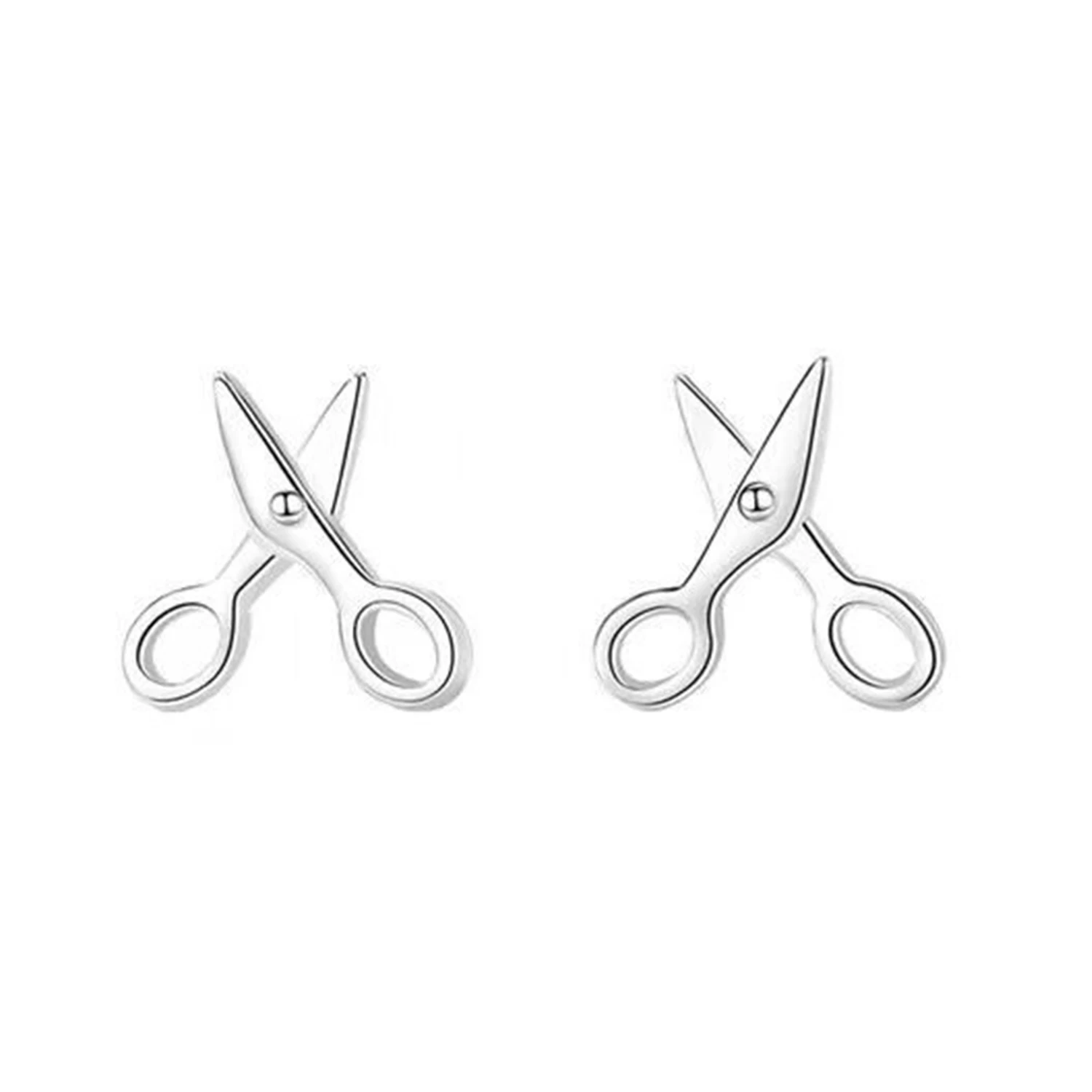 1 Pair Scissors Shaped Stud Earrings sliver Color Fashion Women/Men Punk Ear Stud Gift Jewelry Accessory