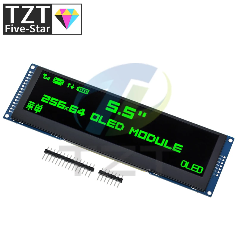 

5.5 Inch OLED LCD Display Green Color 256x64 Drive SSD1322 Interface SPI/ 8-bit Parallel Port For Arduino UNO R3