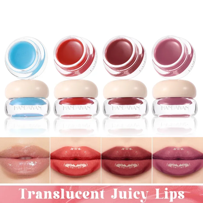 4-Farben-Jelly-Lipgloss – feuchtigkeitsspendender Spiegellanschluss mit Perlglanz, nicht klebende, aufpolsterbare Formel für saftiges, voluminöses Lippen-Make-up