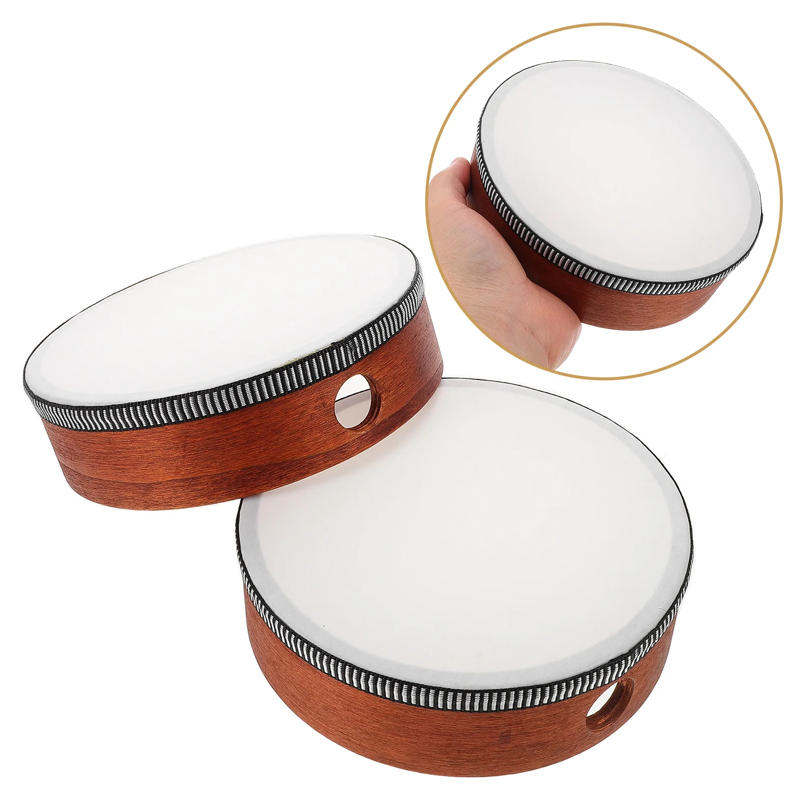 

2 Pcs Tambourine H Bell Drums Drum Percussion H Drums Tambourine H Held Drum Musical Instruments Kids Toddler