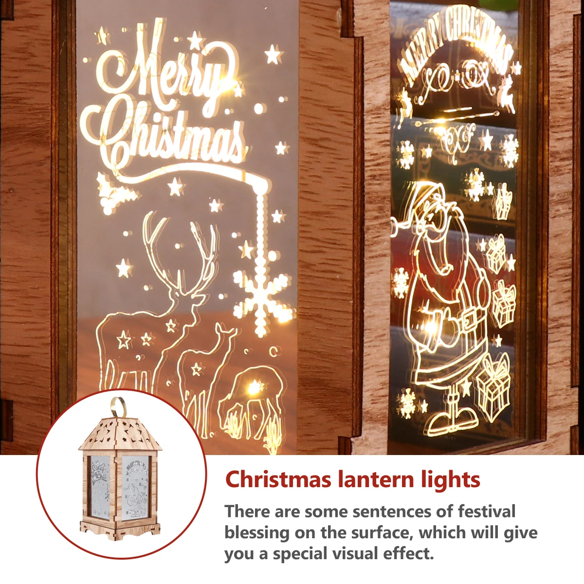 

Wooden Lantern Lamp Practical Christmas Decorative H Led Lamp Wall Festival Atmosphere Lighting