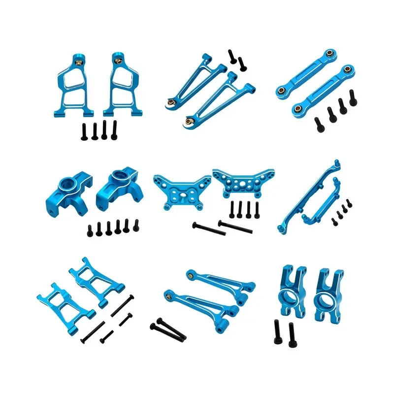 MJX 1/14 14211 RCカー用スペアパーツ、メタルアップグレード改造キットセット、ステアリングカップ、スイングアーム、プルロッド、カーシェルサポート