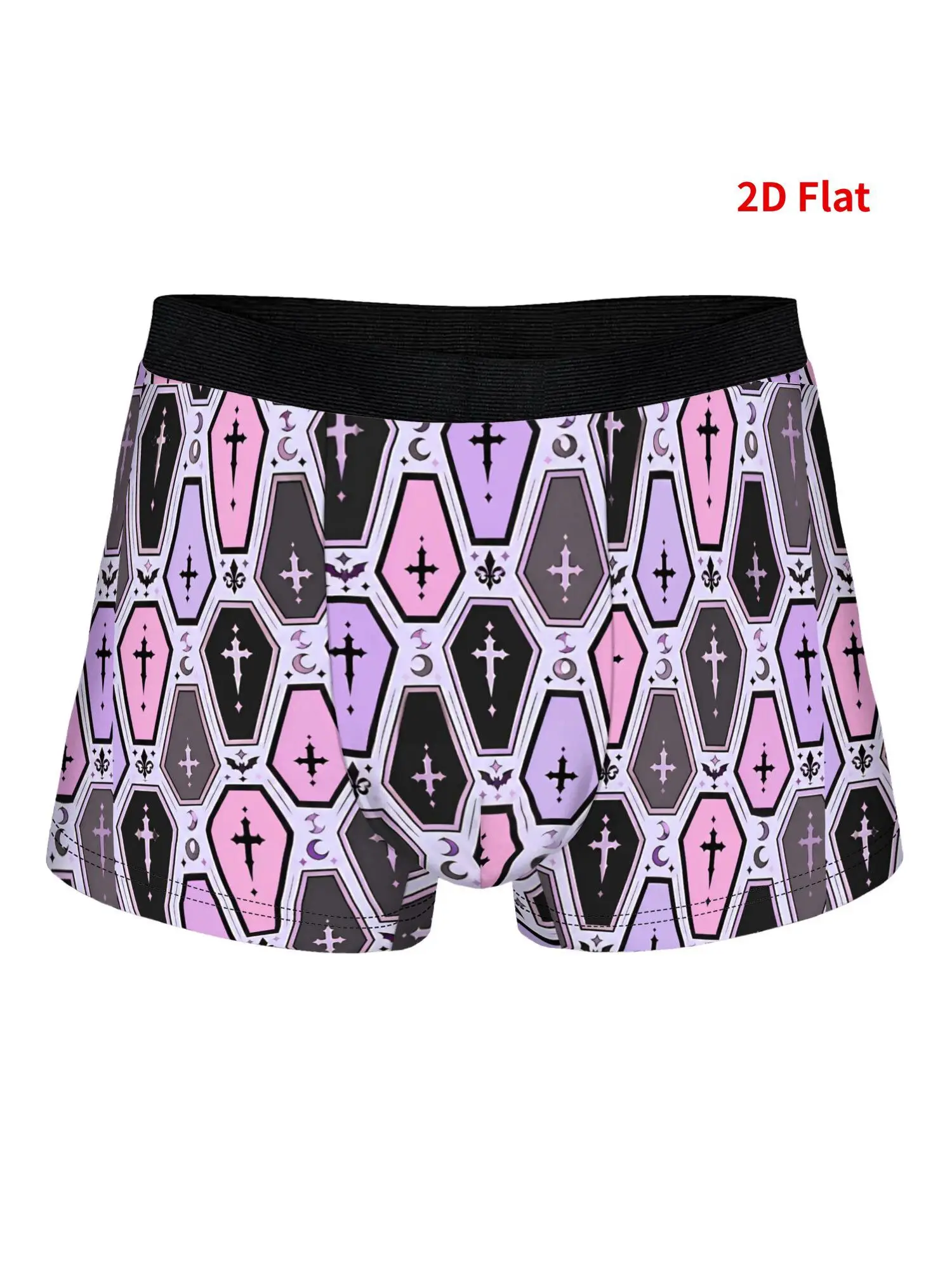 Printed Design - Not Textured Gothic Coffin Men's Boxer Shorts Soft Underwear with Design Print, Comfortable Fit