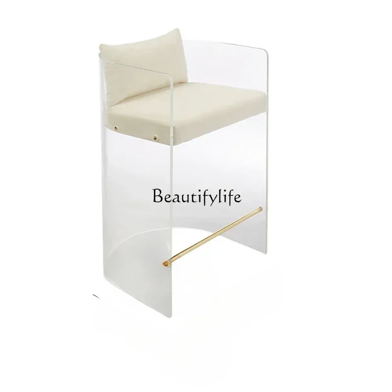 High-transparency acrylic chair high-end simple bedroom backrest dressing chair crystal transparent