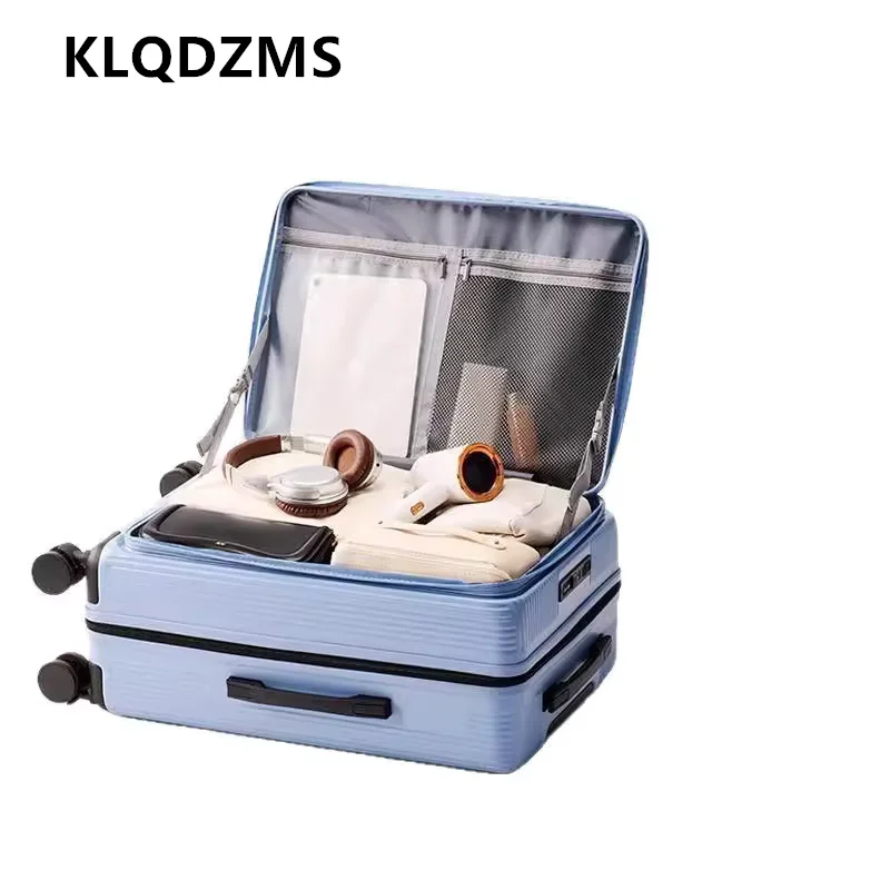 

KLQDZMS Suitcase ABS+PC Front Opening 26"28 Inch Boarding Case Men's Laptop Trolley Case 20"22"24"Large Capacity Cabin Luggage