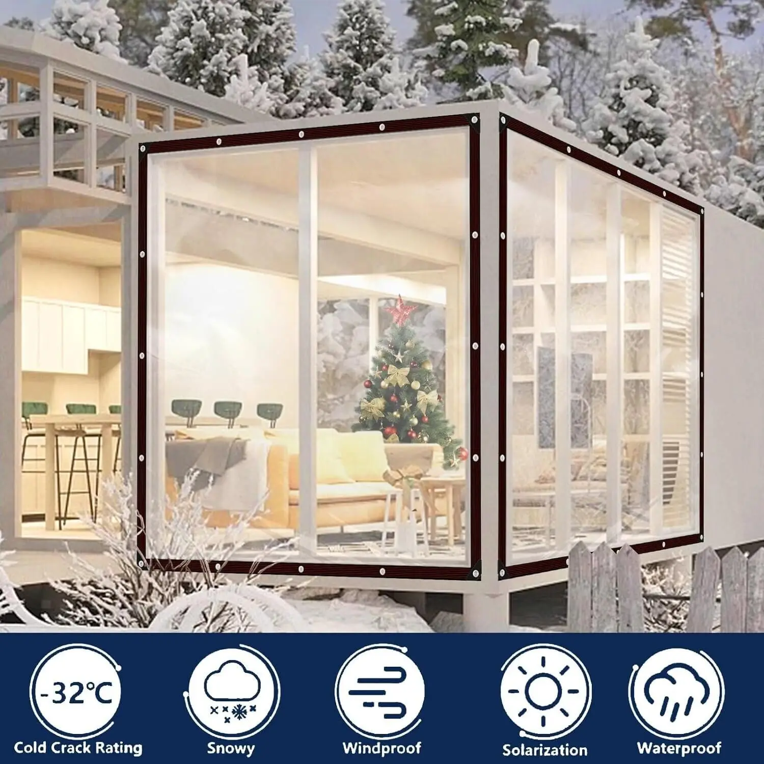 Transparent Garden Gazebo Rainproof Cloth Waterproof Tarpaulin Clear Plant Cover PE Film Insulation Shed Cloth with Grommets
