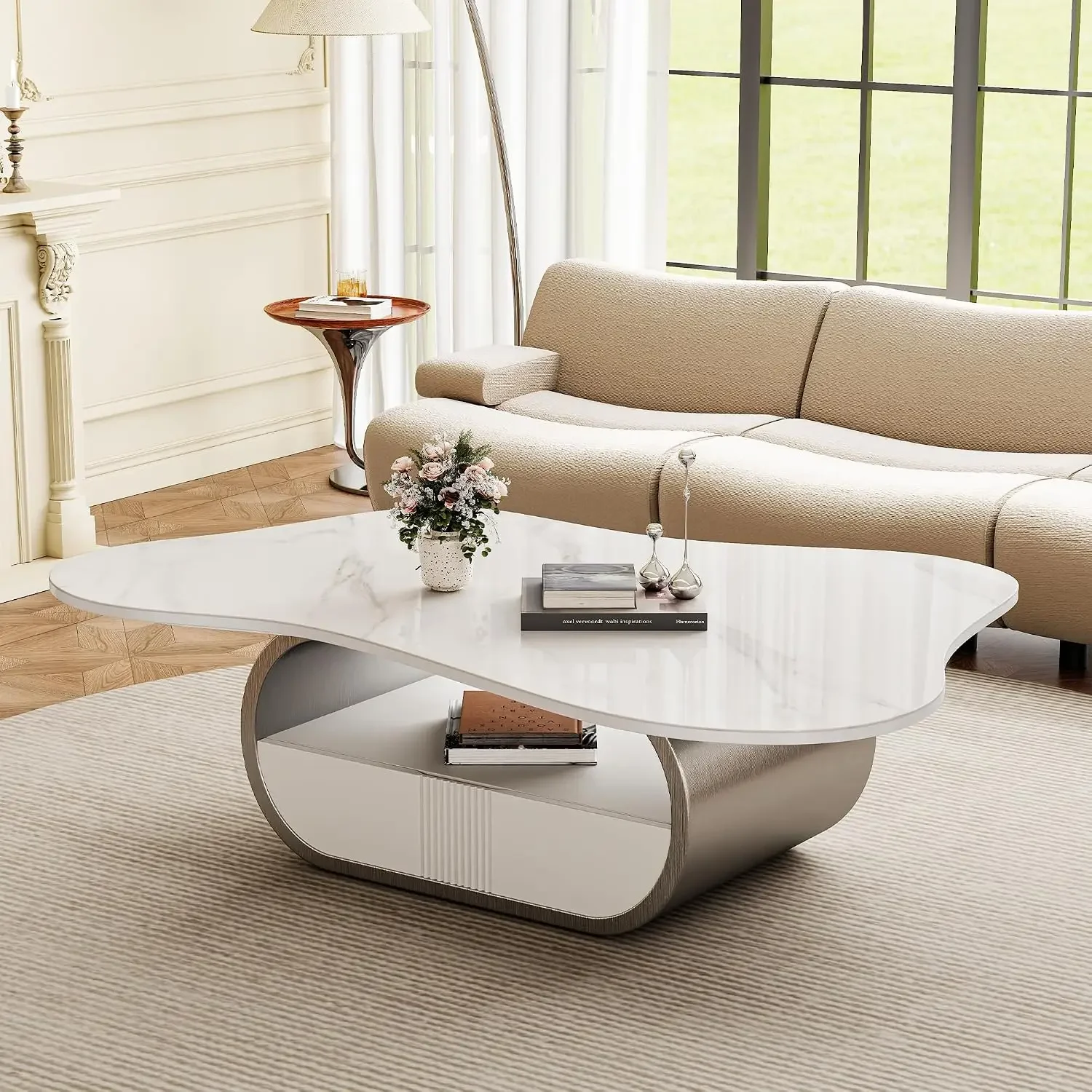 Versatile Rustic Oval Reliable Coffee Table Practical Compact Wooden Metal Durable Coffee Table Table Salon Indoor Furniture