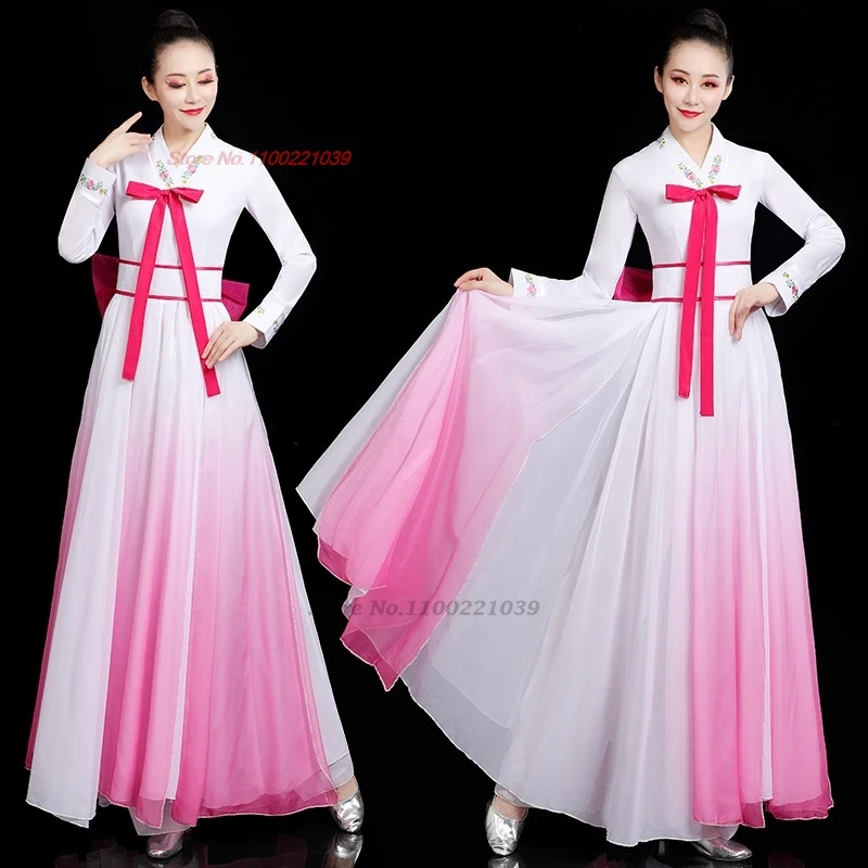 

2026 korean traditional dance dress hanbok folk stage dance costume gradient color folk dress stage performance dance dress