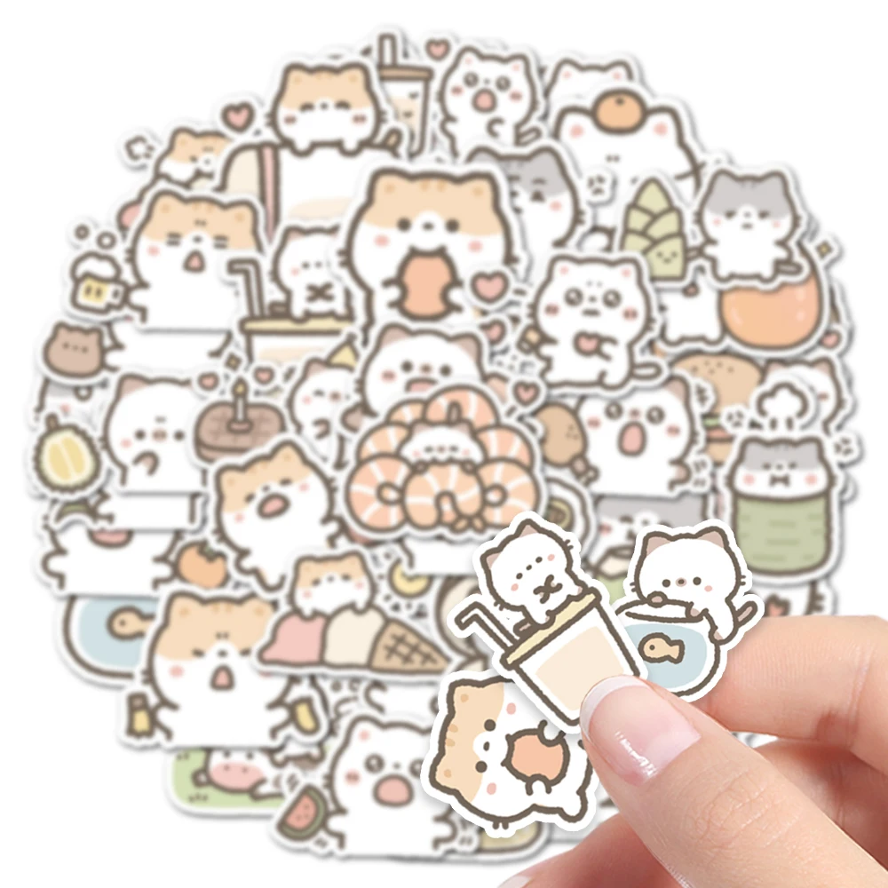 귀여운 만화 고메 새끼 고양이 스티커, 셀프 붙여넣기, 컴퓨터, 휴대폰 케이스 등 장식에 사용 가능, 40 개